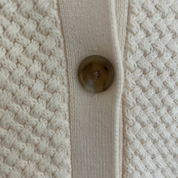 Eddie Bauer Cream Cotton/Wool Blend Cardigan Sweater- Size Large - Picture 3 of 6